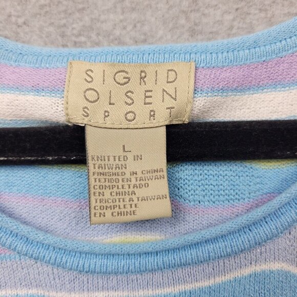 Sigrid Olsen Womens Tank Top Womens Large Knit Career Office Pastel Strip Easter - Picture 9 of 14